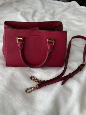 Charles & Keith Faux Leather Structured Vibrant Red Tote/Satchel Bag